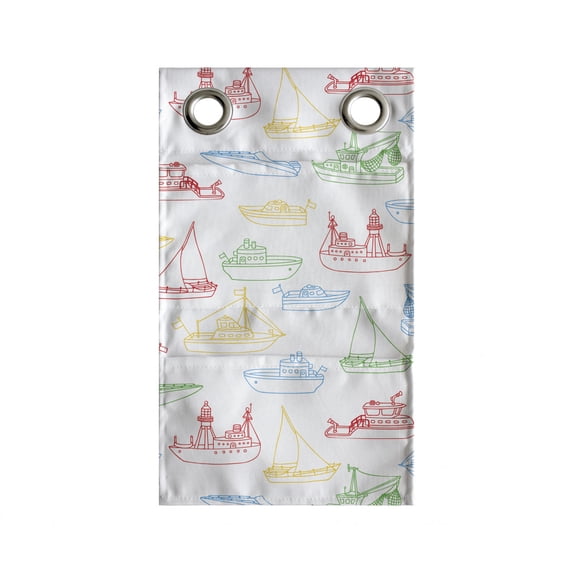 Marine Hanging Pocket Organizer, Colorful Outline Nautical Themed Various Vehicles, Printed Polyester Storage Bag with Pockets, 9" x 16", Multicolor