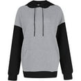 thumbnail image 5 of Women's Waffle Hoodies Drawstring Color Block Long Sleeve Pullover Tops Casual Loose Sports Sweatshirts With Pockets (L, Gray), 5 of 6