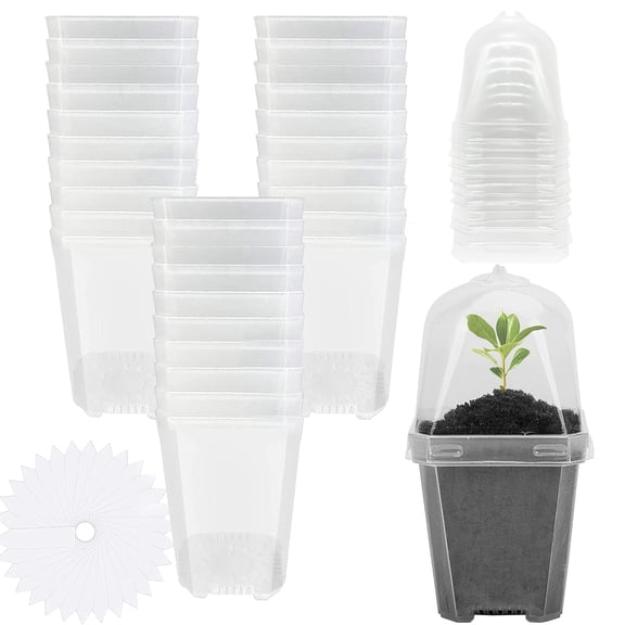 Ebaokuup 30 Pack Clear Nursery Pots with Humidity Domes, 3 in Seed Starting Pots
