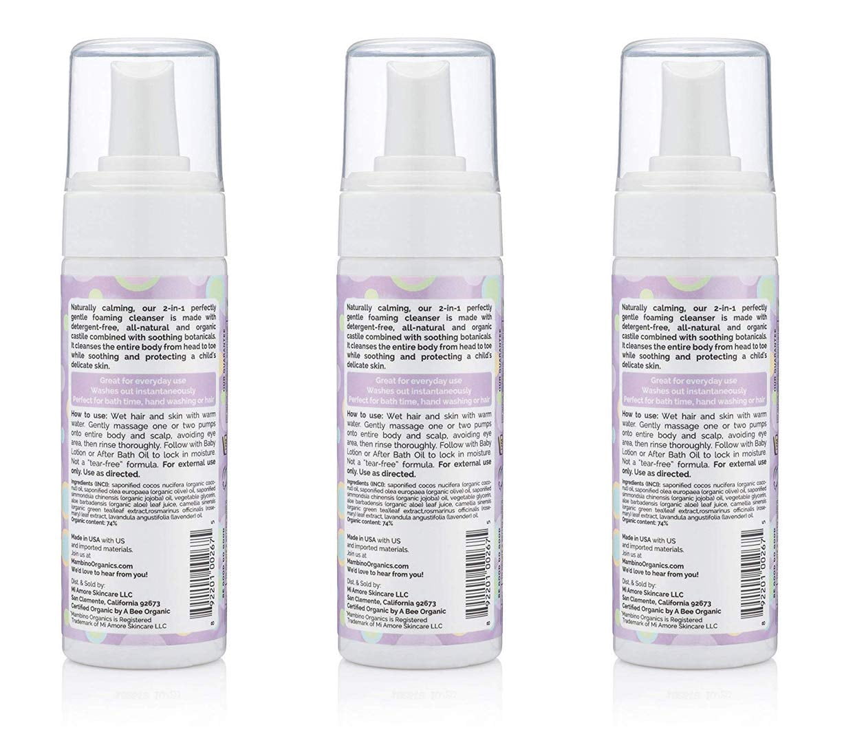 Mambino Organics Soothe Me Shampoo and Body Wash – All-Natural for Baby, Kids, Adult Sensitive Skin, 5.5 Fluid Ounces (3 Pack)