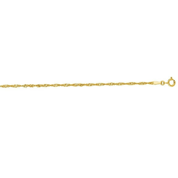 14k Yellow Gold 1.7mm Sparkle-Cut Singapore Chain With Spring Ring Clasp Necklace - 18 Inch