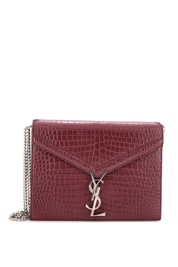 Pre-Owned Cassandra Chain Shoulder Bag Crocodile Embossed Leather Small By Rebag