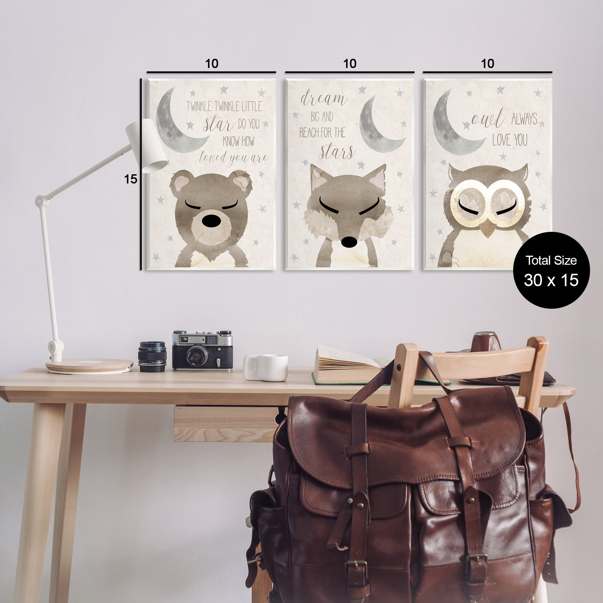 Stupell Industries Nighttime Animals & Lullabies Animals & Insects Painting Unframed Art Print Wall Art, 13 x 19, Set of 3
