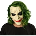 thumbnail image 6 of Joker Adult Halloween Vinyl Mask with Green Hair Accessory, 6 of 6