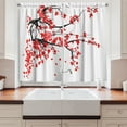 thumbnail image 2 of Ambesonne Floral Kitchen Curtains, Japanese Spring Blooms, 55"x39", Vermilion Brown White, 2 of 3
