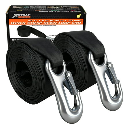 XSTRAP 2 pk 2" x 20' Boat Winch Strap with Hook