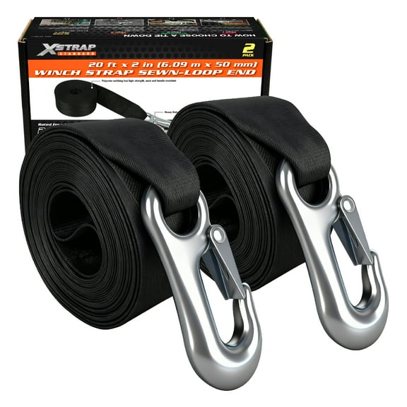 XSTRAP 2 pk 2" x 20' Boat Winch Strap with Hook