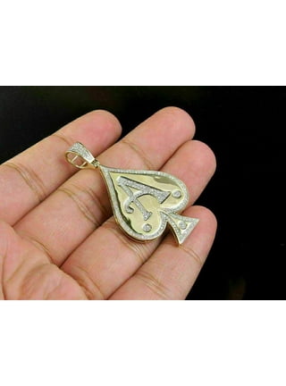 Gold Ace of Spade Playing Card Pendant Necklace 3mm Figaro Chain For Women  or Men