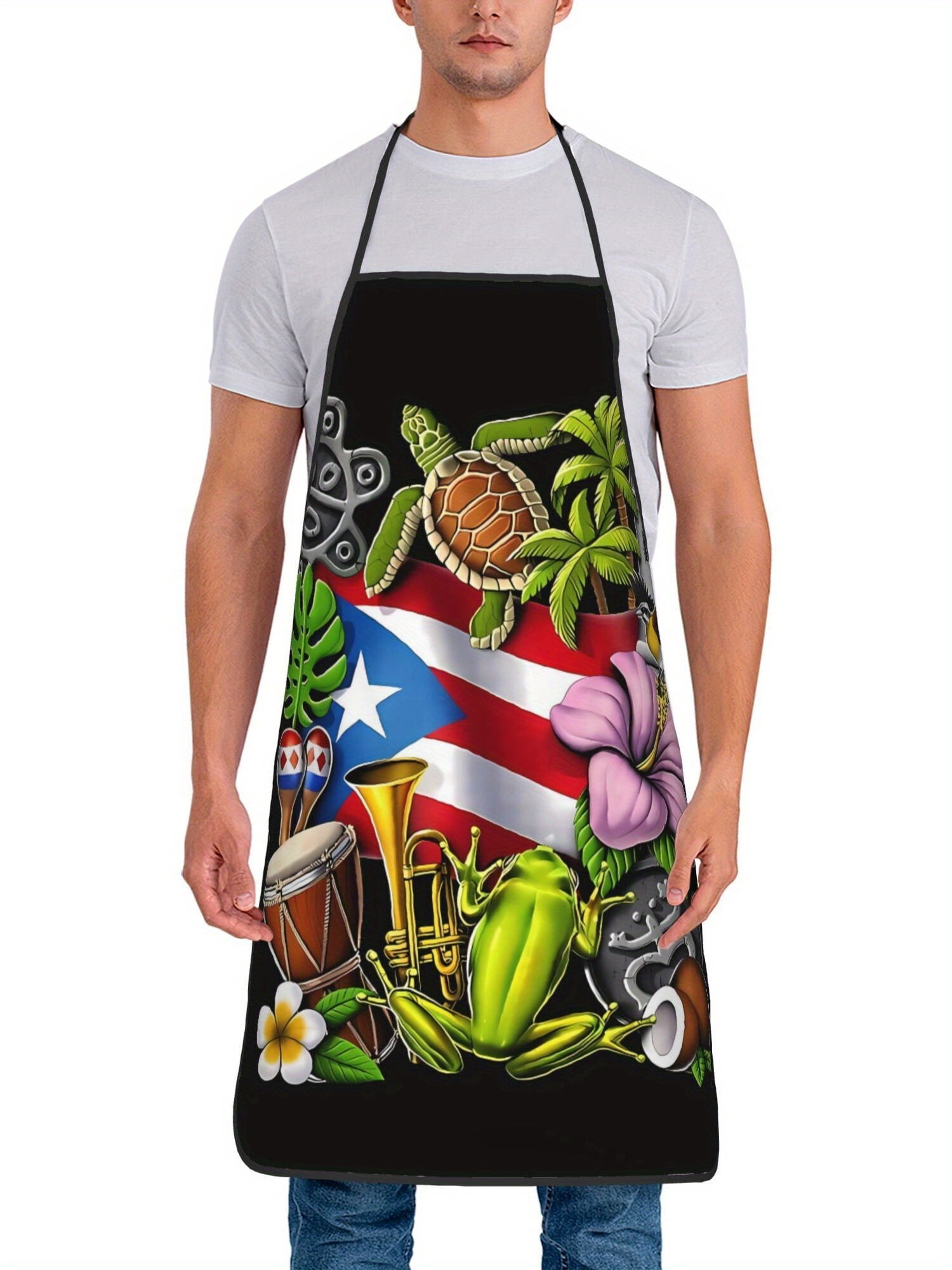 1 Set of Puerto Rican Pride Aprons Unisex Cooking Kitchen Aprons for Parties and Holiday Celebrations