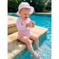 thumbnail image 5 of BemeyourBBs Toddler Baby Girl Swimsuit Infant Bathing Suit One Piece Swimsuits with Sun Hat Set Long Sleeve Rash Guard Swimwear Striped Dot Zipper Summer Beach Wear, 5 of 9