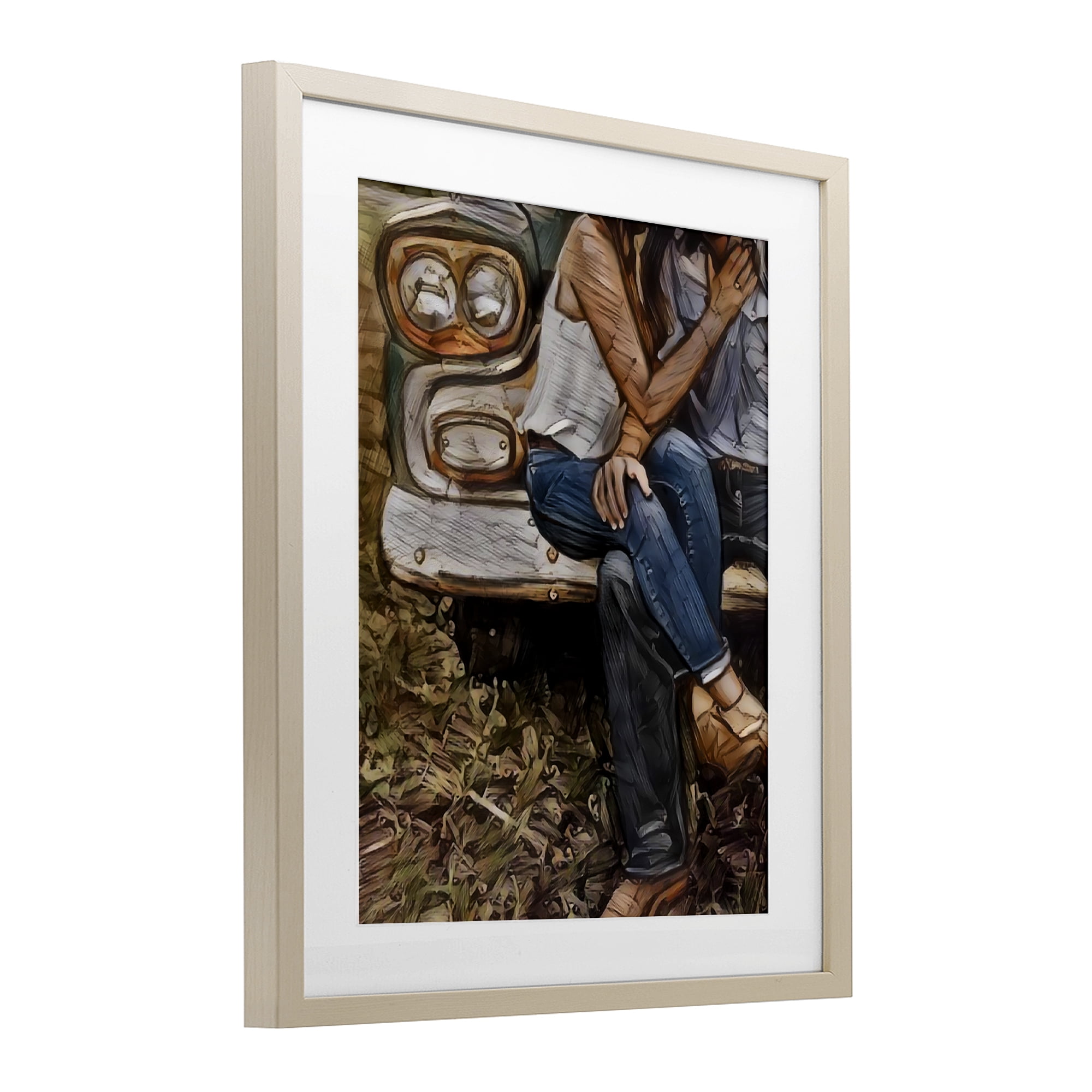 Crossed Legs & Trucks Birch Framed Print Under Glass, design by Jesse Keith