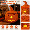 thumbnail image 3 of Halloween Woven Pumpkin Jack-O'-Lantern with LED Candle, Hand-Woven Rattan Fall Pumpkin Lantern Decor for Home Tabletop, Mantel, Spooky Haunted House Party Supplies Halloween Decorations Gifts, 3 of 6