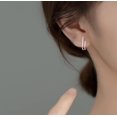 thumbnail image 3 of Solid 925 Sterling Silver Bar Open Hoop Earrings Huggie Studs for Women Teens Bar Half Hoop Earrings Huggie, 3 of 15