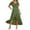 Army Green, variant on Women's V Neck Wrap Dress Twisted Slit Pleated Waist Tie Short Sleeve Midi Dresses Color Size XL