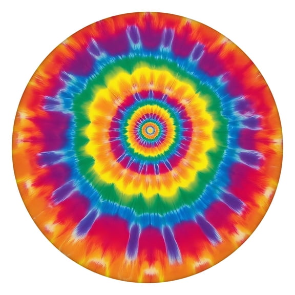 Yellow Tie Dye Spiral Pattern Round Fitted Tablecloth with Elastic Edge,Dining Table Cover Waterproof,Outdoor Round Tablecloth for Camping,Dining,Indoor and Outdoor