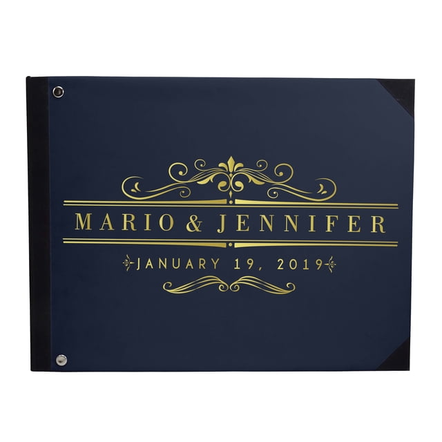 Darling Souvenir Blue Victorian Frame Wedding Guest Book Hardbound Guest Sign-In Book Guest Registry Guestbook-9 x 12 Inches