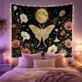 thumbnail image 2 of Moth and Full Moon on Black Night Sky, Dreamy Celestial for Nature Lovers, Mystical Floral Wall Decor, Christmas Gift, Tapestry Wall Hanging for Bedroom and Living Room, 2 of 7