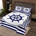 thumbnail image 2 of Erosebridal Blue Rudder Coverlet Set King,Stripes Bedding Set，Ocean Bedroom Decor,3-Piece, 2 of 5
