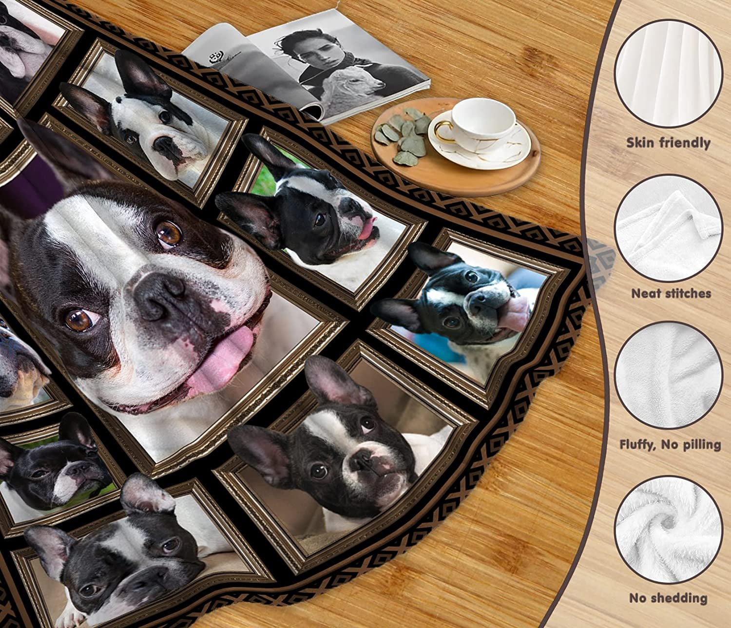 French Bulldog Blanket for Women Men, French Bulldog Gifts for Dog Lover, Super Soft Fuzzy Dog Throw Blanket French Bulldog Decor Plush Gift for Birthday Christmas 60x80 inch