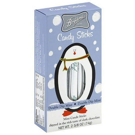 Bogdon's Double Dip Mint Candy Sticks, 2.625 oz, (Pack of 12)