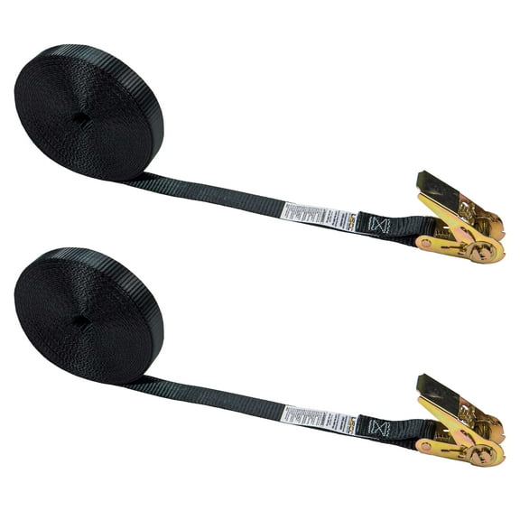 1" x 30' Black Endless Ratchet Strap - No hooks - 2 Pack