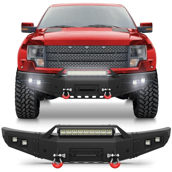 POFENZE Front Bumper for 2010 2011 2013 2014 Ford F150 SVT Raptor Full Width Off Road Bumper w/Winch Plate