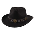 thumbnail image 2 of Sombrero de occidental, sombrero de moda para el sol, sombrero de vaquero de para mujeres y hombres, disfraz de vacaciones de otoño , negro Hugo Sombrero de vaquero, 2 of 10