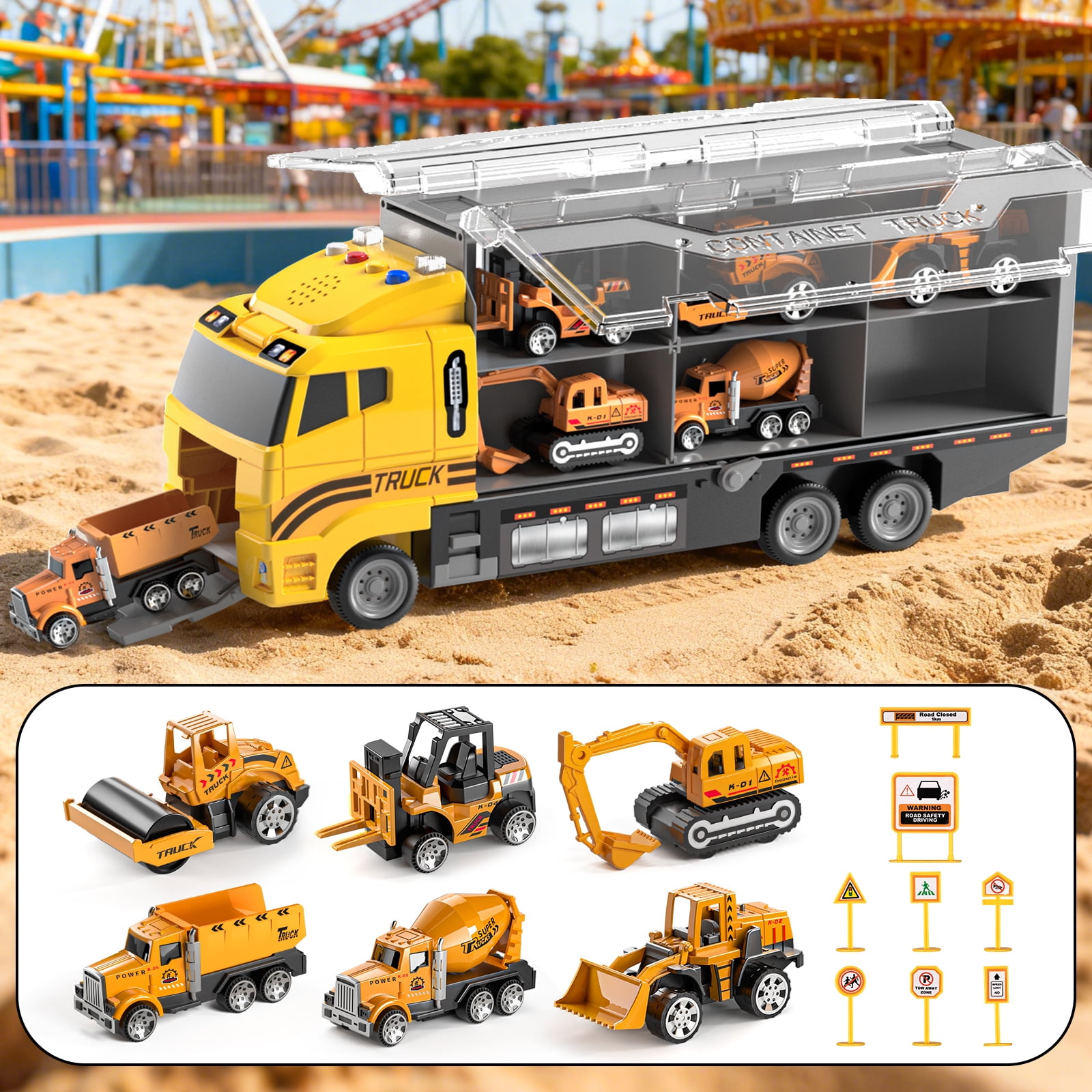 Lucky Doug Construction Toy Truck for Toddler, Boy Truck with 6