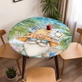 thumbnail image 5 of Beach Gnome Elastic Fitted Round Table Cover Tropical Palm Leaf Starfish Waterproof Outdoor Tablecloth for Holiday Party, Picnic, Patio & Dining Fits Tables Up to 36"-44", 5 of 8