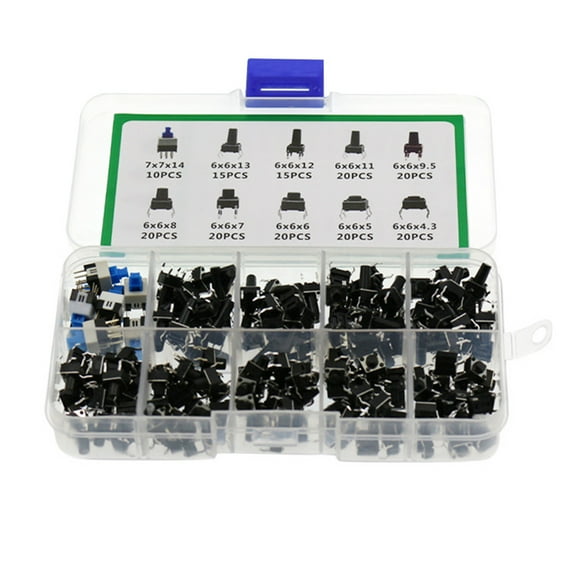 Linyer 180 Pieces Push Button Tact Micro Switches Tactile Electrical Equipment Miniature Durable Copper for Indoor Outdoor Appliances
