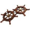thumbnail image 1 of Brass Nautical Wooden Marine Ship Wheel (6 Inch Set Of 2), 1 of 1