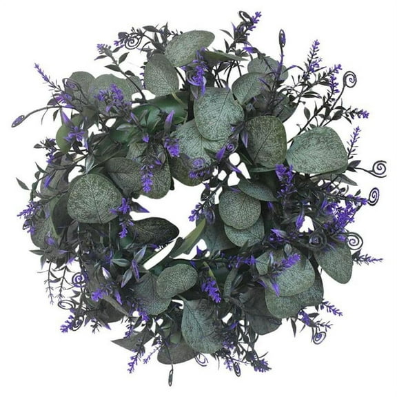Lavender Wreaths, Front Door 11.8" Green Leaves Wreath for Spring Summer All Seasons, Outdoor Greenery Floral Wreath Wall Hanging