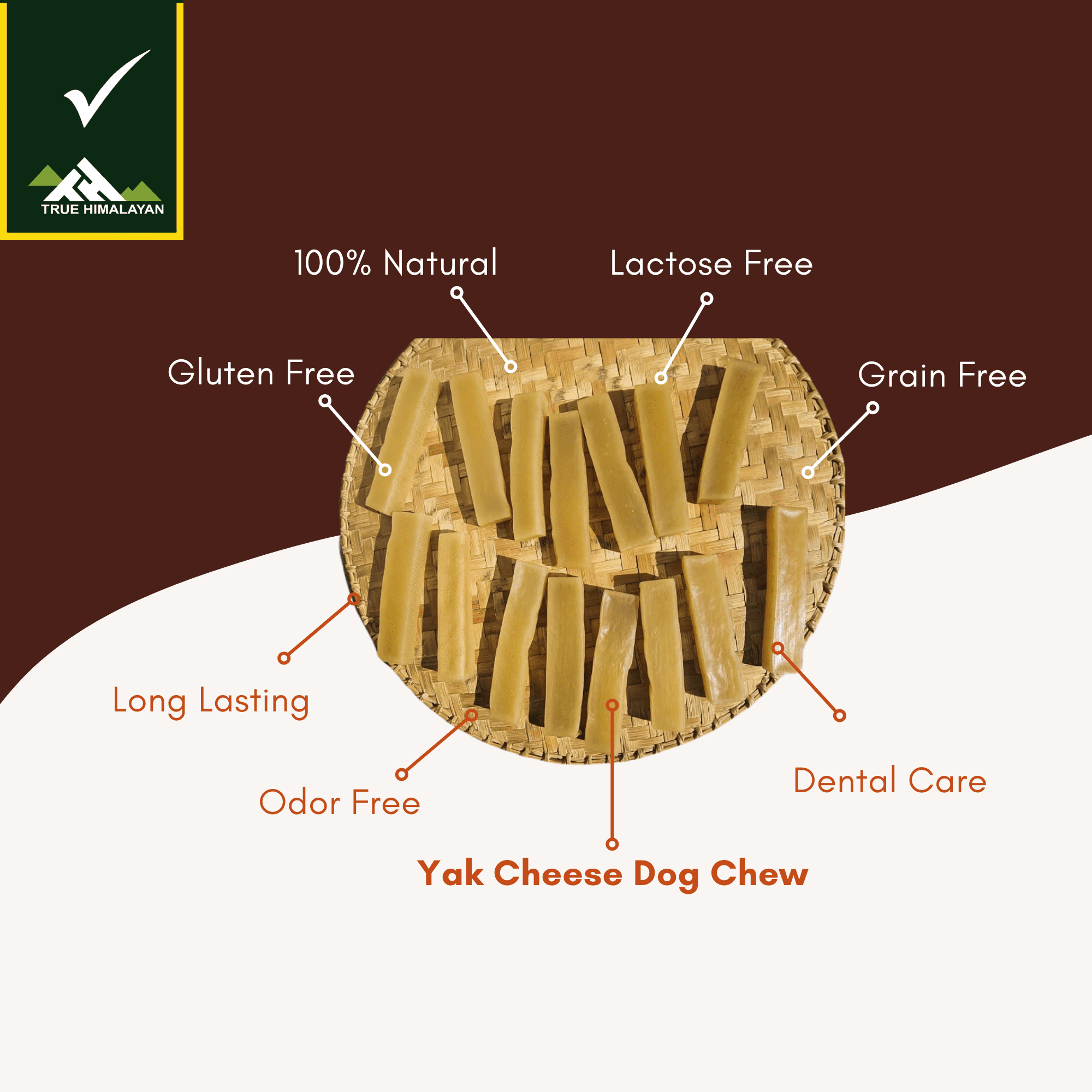 True Himalayan Yak Cheese Dog Chew,  Yak Cheese, Dog Chew, Natural, Long Lasting, Protein Rich, Medium-5pcs