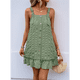 thumbnail image 4 of Vestidos de Verano para Mujer, Cuello Redondo, Hombros Descubiertos, Botones, Tirantes Finos, Vestido Informal Corto con Vuelo. Verde M, 4 of 10