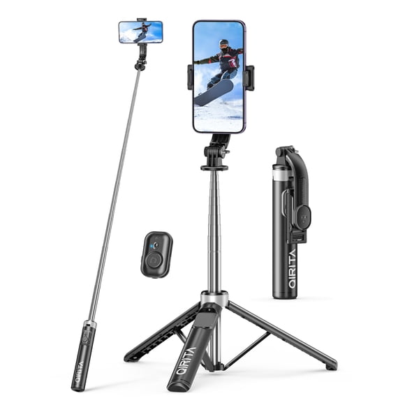 Trípode Selfie Stick Qirita, todo en 1, con mando a distancia para teléfonos móviles