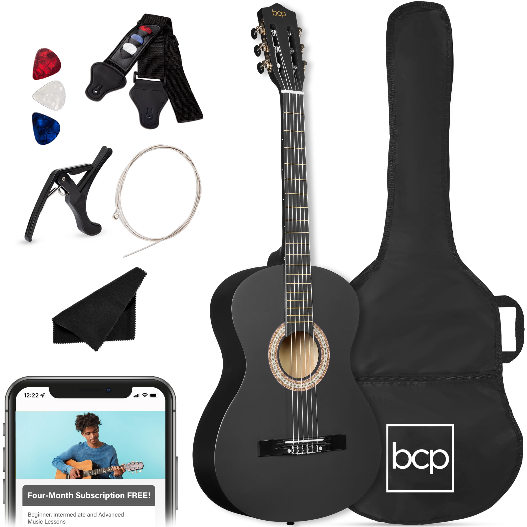 Best Choice Products Walmart Exclusive 38in Beginner Acoustic Guitar Starter Kit w/ Gig Bag, Strap, Extra Strings - Walmart Black