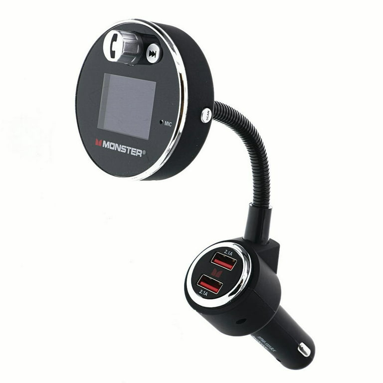 Monster Bluetooth FM Transmitter with LCD Screen, Stream Music/Dual USB  Charge Ports