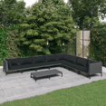 thumbnail image 1 of vidaXL 9 Piece Garden Lounge Set with Cushions Poly Rattan Dark Grey, 1 of 5