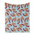 thumbnail image 1 of Rowan Soft Flannel Fleece Blanket, Abstract Backdrop with Dried Leaf and Bunch of Vivid Berries Mountain Ash, Cozy Plush for Indoor and Outdoor Use, 50" x 70", Pale Blue Red Orange, by Ambesonne, 1 of 6