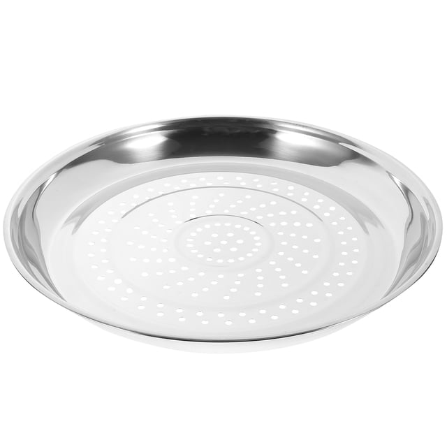 Stainless Steel Steaming Dish with Holes Thick Steamer Rack Food Plate Cookware (for 34cm Wok)