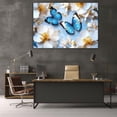 thumbnail image 6 of Mudket Framed Floral Canvas Wall Art Blue Butterfly White Magnolia Gold Dot Prints Wall Decor Modern Botanical Canvas Print Ready to Hang for Bedroom Living Room Wall Pictures - 12"L x 8"W, 6 of 10