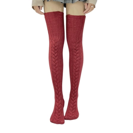 

Livingsenburg Women Autumn Winter Knitted Socks Thigh High Over Knee High Socks