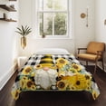 thumbnail image 4 of Yellow Sunflower Tapestry for Bedroom Wall Hanging Tapestry, Spring Summer Bee Gnomes Black Plaid Ceiling Backdrop Tapestries Poster Blanket Wall Decor for Teens Room Living Room Dorm 59" x 79", 4 of 8