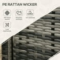thumbnail image 3 of Outdoor Bar Table - All-Weather PE Rattan + Tempered Glass Top (2 Lockable Wheels, 3-Tier Storage+Closed Cabinet, Towel Rack Handles, Mixed Gray & Black), 3 of 7