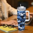 thumbnail image 5 of 40zo Ice Bar Cup With Handle Double Insulation Large Capacity Rust Prevention For Daily Travel And Other Scenes Vector Camouflage Pattern Blue_2, 5 of 8