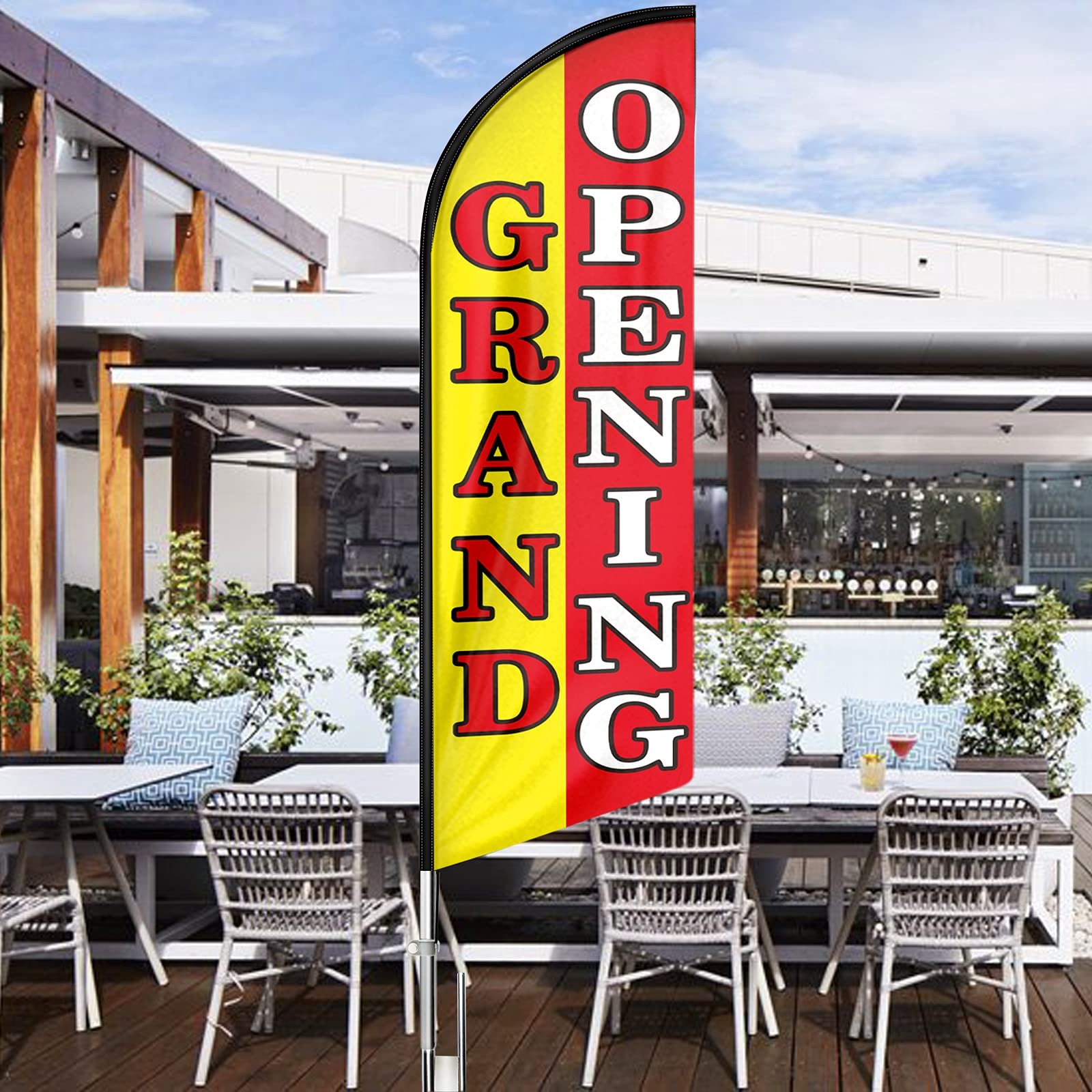 QSUM Grand Opening Sign Feather Flag,8FT Grand Opening outdoor advertising flag, Grand Opening Business Sign,Grand Opening Swooper Flag（FLAG ONLY）