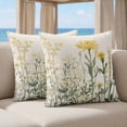 thumbnail image 5 of Pillow Covers 20x20 Set of 2, Yellow Spring Floral Square Throw Pillow Covers for Couch/Sofa/Living Room, Summer Botanical Flowers Rustic Decorative Soft Pillowcases for Couch Throw Pillows, 5 of 9