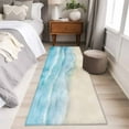 thumbnail image 4 of Blue Beige Waves 2'x6' Runner Rugs for Hallway Kitchen Bedside Non Slip Washable, Summer Beach Coastal Nautical Ocean Entryway Rug Runners with Rubber Backing, Long Carpet Runner for Laundry Room, 4 of 8