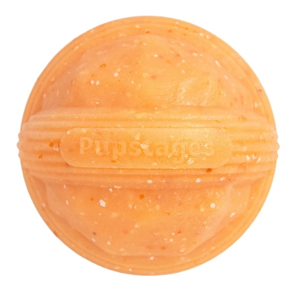 Pupstages Flex-Force Ball Dog Toy for Fetch & Chew, Honey-Peach Scent, Large Breeds 60-100 lbs, 3.6 in