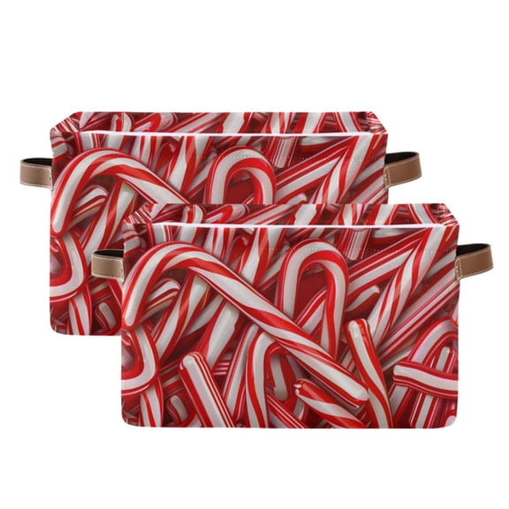 Ryvnso Candy Christmas Storage Basket Large Bin Foldable Boxes Toys Organizer 14.2x10.2x8.3in 2 PCs